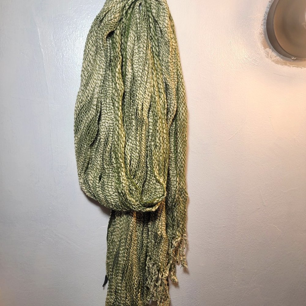💛 Zazou  💛 Green & Cream 💛 Kitted 💛 Fringe 💛 Scarf